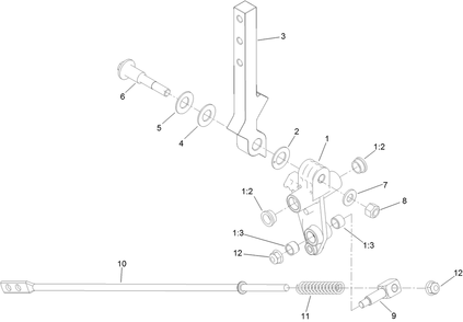 Left And Right Control Arm Assembly Diagram and Parts List for 74057 400000000 - 416414583 Toro Lawn Tractor