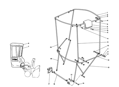 Snow Cab Assembly No. 68-9500 (Optional) Diagram and Parts List for 38570 0000001 - 0999999 Toro Snow Blower