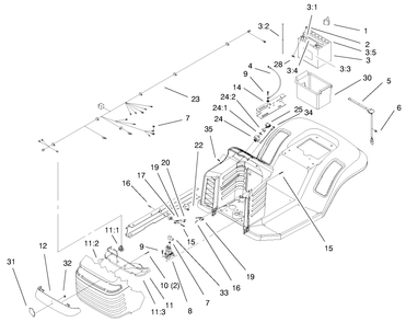 Electrical Assembly Diagram and Parts List for 71221 9900001 - 9999999 Toro Lawn Tractor