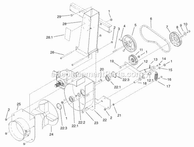 Blower Assembly Diagram and Parts List for 74804TE 220000001-220999999 Toro Lawn Mower