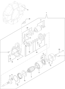 Starting Motor Assembly Diagram and Parts List for 72144 413000000 - 999999999 Toro Lawn Tractor
