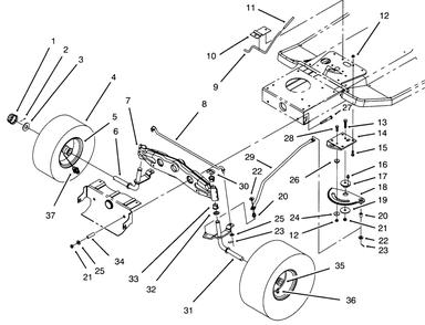 Front Axle Assembly Diagram and Parts List for 71202 5900001 - 5999999 Toro Lawn Tractor