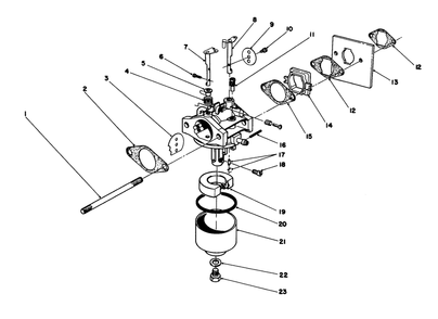 Carburetor Assembly Diagram and Parts List for 20581 5000001 - 5999999 Toro Lawn Mower