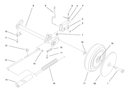 Deck Suspension Assembly Diagram and Parts List for 20803 8900001 - 8999999 Toro Lawn Mower