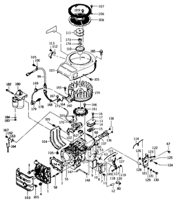 Cylinder, Flywheel, Covers & Linkage Diagram and Parts List for A2-12KE02 1000001 - 1999999 Toro Lawn Tractor