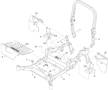 Frame Assembly Diagram and Parts List for 72096 406343181-407109999 Toro Lawn Tractor