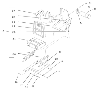 Seat Assembly Diagram and Parts List for 74236 (220000001-220999999)(2002) Toro Lawn Mower