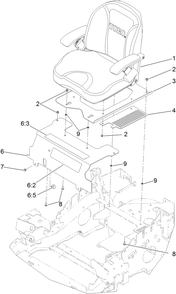 Seat Mounting Assembly Diagram and Parts List for 74141TE (312000001-312999999)(2012) Toro Lawn Mower