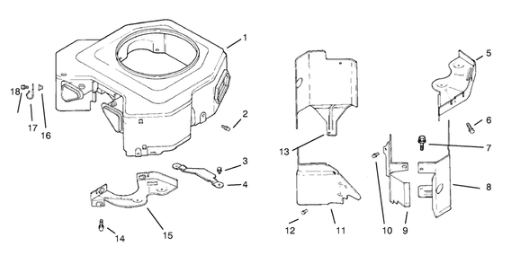 Blower Housing & Baffles Diagram and Parts List for 72104 8900001 - 8900599 Toro Lawn Tractor