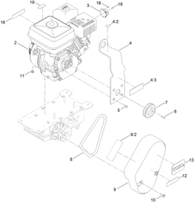 Engine Assembly Diagram and Parts List for 68048 404320000 - 412999999 Toro Cement Mixer