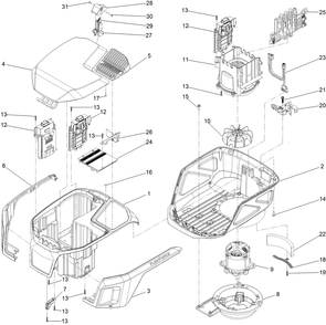 Motor Module Assembly No. 147-0486 Diagram and Parts List for 22232T 400000000 - 999999999 Toro Lawn Mower