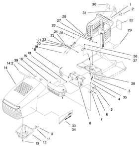 Hood & Tower Assembly Diagram and Parts List for 71240 9900001 - 9999999 Toro Lawn Tractor