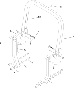 Roll-Over Protection System Assembly Diagram and Parts List for 74141TE (312000001-312999999)(2012) Toro Lawn Mower