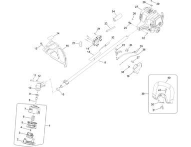 Upper Shaft, Handle And Powerhead Assembly Diagram and Parts List for 51998 316000001 - 316999999 Toro Trimmer