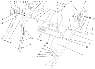 Handle Assembly Diagram and Parts List for 38542 99000001 - 99999999 Toro Snow Blower