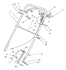 Handle Assembly Diagram and Parts List for 22140 790000001 - 799999999 Toro Lawn Mower