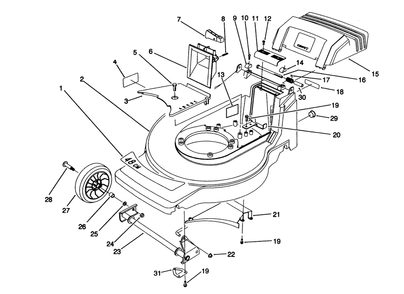 Housing Assembly Diagram and Parts List for 20926B 2000001 - 2999999 Toro Lawn Mower
