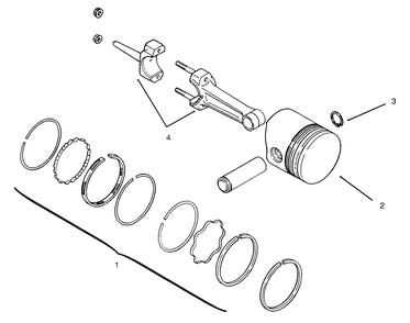 Piston And Rings Diagram and Parts List for 73402 6900001 - 6999999 Toro Lawn Tractor