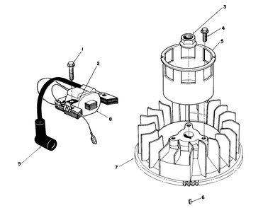 Magneto & Flywheel Assembly (Model No. Vml0-5) Diagram and Parts List for 20926B 1000001 - 1999999 Toro Lawn Mower