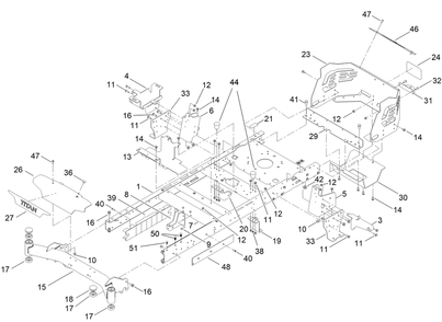 Frame Assembly Diagram and Parts List for 75314 411500000 - 999999999 Toro Lawn Tractor