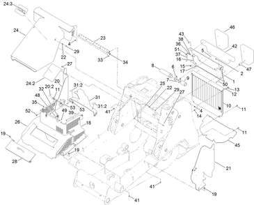 Hood And Access Panel Assembly Diagram and Parts List for 22530 414400000 - 999999999 Toro Lawn Tractor Accessories