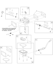 Carburetor Assembly Diagram and Parts List for 74687 408976622 - 410149999 Toro Lawn Tractor