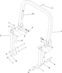 Roll-Over Protection System Assembly Diagram and Parts List for 74901 (313000001-313999999)(2013) Toro Lawn Mower