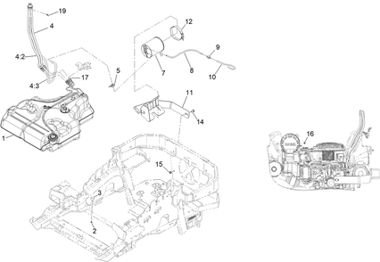 Fuel System Assembly Diagram and Parts List for 72906 412200000 - 999999999 Toro Lawn Tractor