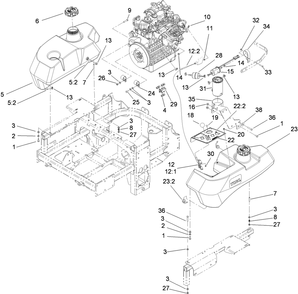 Fuel System And Throttle Control Assembly Diagram and Parts List for 74265TE (311000001-311999999)(2011) Toro Lawn Mower