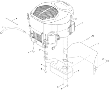 Engine And Muffler Assembly Diagram and Parts List for 76530 417116866 - 417309999 Toro Lawn Tractor