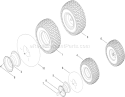 Front and Rear Wheel Assembly Diagram and Parts List for 13AX61RG848 1A319H10001-1L319H19999 - 2009 Toro Lawn Tractor
