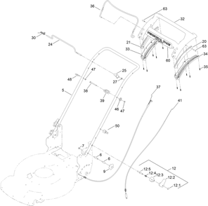 Handle Assembly Diagram and Parts List for 21465 411961728 - 412899999 Toro Lawn Mower