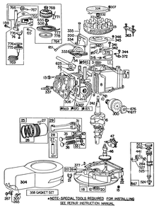 Engine Briggs & Stratton Model 92508-1033-01 Diagram and Parts List for 16300 2000001 - 2999999 Toro Lawn Mower