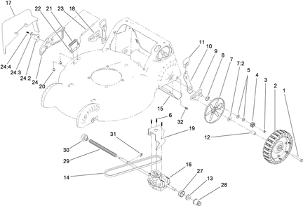 Disharge Door And Rear Wheel Assembly Diagram and Parts List for 22156TE (310000001-310001000)(2010) Toro Lawn Mower