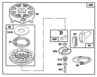 Engine Briggs & Stratton Model 128802-0615-01 Diagram and Parts List for 20473 6900001 - 6999999 Toro Lawn Mower