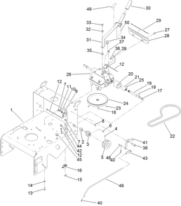 Frame And Transmission Assembly Diagram and Parts List for 39638 405700000-410299999 Toro Lawn Mower