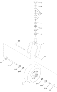 Caster Wheel Assembly Diagram and Parts List for 74072 403226744-404399999 Toro Lawn Mower