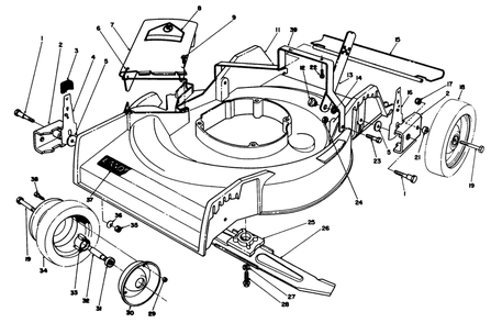 Housing Assembly Diagram and Parts List for 22580 0000001 - 0999999 Toro Lawn Mower