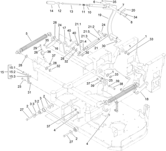 Deck Lift Assembly Diagram and Parts List for 74534TE (313000001-313999999)(2013) Toro Lawn Mower