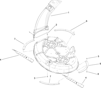 Discharge Chute And Blade Assembly Diagram and Parts List for 79214 316000001 - 316999999 Toro Lawn Tractor