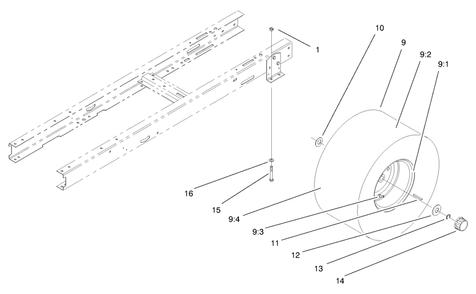 Rear Wheel Assembly Diagram and Parts List for 71215 8900001 - 8999999 Toro Lawn Tractor