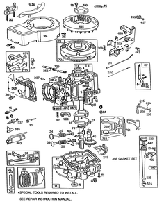 Briggs & Stratton Model No. 286707-0119-01 Diagram and Parts List for 56177 2000001 - 2999999 Toro Lawn Tractor