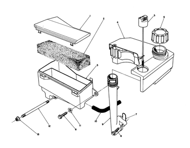 Air Cleaner & Fuel Tank Assembly (Engine Model No. Vmj8) Diagram and Parts List for 26622 0000001 - 0003100 Toro Lawn Mower