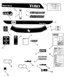 Decal & Miscellaneous Parts Assembly Diagram and Parts List for 32-12BEA3 1000001 - 1999999 Toro Lawn Tractor
