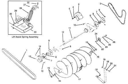 Auger Assembly Diagram and Parts List for 79261 49000001 - 49999999 Toro Snow Blower
