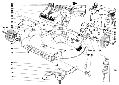 21" Whrilwind H.P.-Fingertip Start Diagram and Parts List for 19224 0000001 - 0999999 Toro Lawn Mower