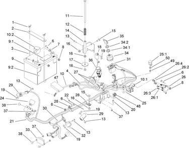 Electrical Assembly Diagram and Parts List for 74448 (280000001-280999999)(2008) Toro Lawn Mower