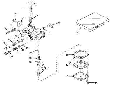 Carburetor No. 631243 Diagram and Parts List for 18212 8000001 - 8999999 Toro Lawn Mower