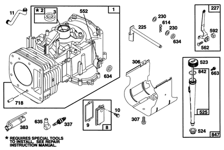 Engine Briggs & Stratton Model 28q777-0668-A1 Diagram and Parts List for 71218 6900001 - 6999999 Toro Lawn Tractor
