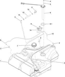 Fuel Tank Assembly Diagram and Parts List for 74925TE (310000001-310999999)(2010) Toro Lawn Mower